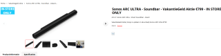 SONOS Arc Ultra Soundbar Zwart voor €799 bij Apollo