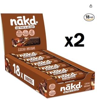 2 Cajas de 18 unidades de 35gr de Nākd. Cocoa Delight - Barritas Raw de Fruta y Frutos Secos por 13.91€
