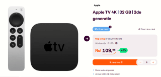 Apple TV 4K 32GB (2e gen) voor €109,95 bij Ibood