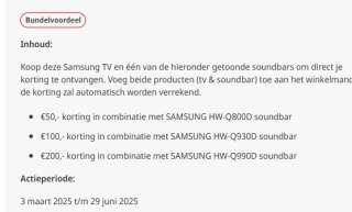 Tot €200 korting op een Samsung Neo Qled tv 65 inch 4k icm met een soundbar bij de mediamarkt