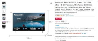TV 50" Panasonic TX-50MX800E, Smart TV LED 4K Ultra HD por 449,90€