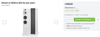 Bowers & Wilkins 603 S3 (per paar) voor €1.499 bij Wifimedia