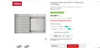 Fregadero TEKA Zenit RS15 1C1EI86 Inox 115100005 popr 213€