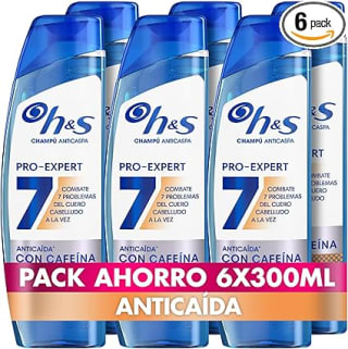 6 botes H&S Pro-Expert 7 Champú Anticaspa Anticaída 300ml con Cafeína por 18,99€