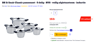 BK Q-linair Classic pannenset (5 delig) voor €153 bij Bol