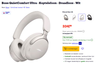 Bose QuietComfort Ultra koptelefoon voor €334 bij Bol