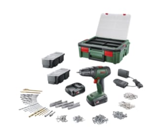 Bosch PSB 1800 LI-2 Systembox Accuboormachine – Met 2 x 18 V accu's en lader - Incl. 241 accessoires voor €129 bij de Gamma
