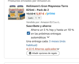 Pack 2 Hellmann's Gran Mayonesa Tarro 825ml por 5,97€