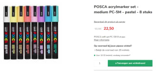 POSCA acrylmarker set - medium PC-5M - pastel - 8 stuks voor €22,50 bij Pipoos