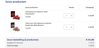 Alle speelgoed. Inclusief Lego de 2e halve prijs bij Trekpleister