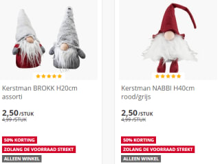 Tot 67% korting (al vanaf €0,50) op kerstmannen/elfen bij Jysk