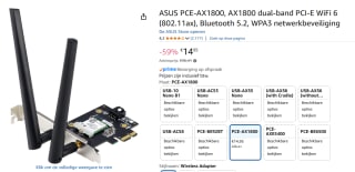ASUS PCE-AX1800 - Netwerkadapter voor €14,95 met Amazon prime