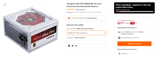 Fuente de Alimentación Tempest PSU PRO 850W 80+ Bronze por 50.99€