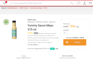 Salsa Yummy Mayo PROFIT foods 375ml por 1,95€