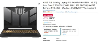 ASUS TUF Gaming F15 FX507VV-LP139W 15.6" gaming laptop voor €897 bij Amazon