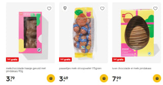 1+1 gratis op alle Paas chocolade bij de Hema
