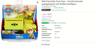 PAW Patrol Big Truck Pups - Rubble - Transformerende speelgoedauto voor €11,99 bij Amazon