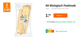 2 stuks Biologisch Pastinaak voor €2 bij de AH