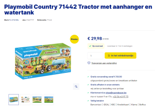 Playmobil Country "Tractor met aanhanger en watertank" (71442) voor €29,98 bij Suprabazar