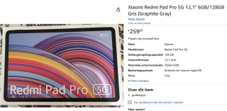 Redmi Pad Pro, Wi-Fi + 5G, 6GB ram, 128GB opslag Grijs voor €259 bij Amazon