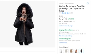 Abrigo de Invierno para Mujer por $294 | Descuento Mercado Libre