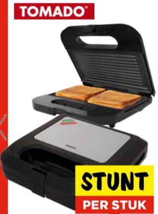 Tomado TGS2001S Sandwichgrill voor €12,99 bij Vomar