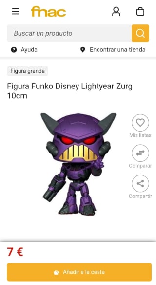Figura Funko Disney Lightyear Zurg 10cm por 7€.