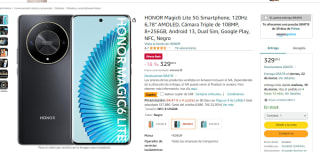 Honor Magic6 Lite 5G 8+256GB por 279€