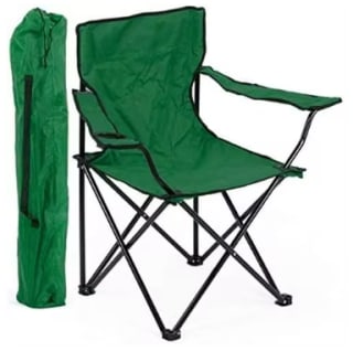 Silla Plegable para Camping Portátil con Reposabrazos Portavasos y Bolsa de Transporte por 10,85€