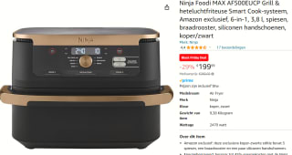 Ninja Foodi MAX AF500EUCP Grill & heteluchtfriteuse Smart Cook-systeem voor €199,99 bij Amazon