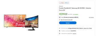 TV 65'' Samsung 4K + Monitor Curvo 24" por $9,999 | Walmart