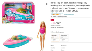 Barbie Pop met boot Speelset voor €22,99 bij Amazon.nl