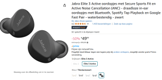 Jabra Elite 3 Active - draadloze koptelefoon voor €49,99 bij Amazon
