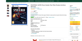 Videojuego SpiderMan nórdico Miles Morales PS5 por 24,78€