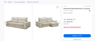 Sofá Reclinable Bariloche 3 Cuerpos por $749.990