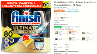 Finish Ultimate All in 1 Infinity Shine Citroen Vaatwastabletten - 80 Stuks voor €10,99 bij Amazon