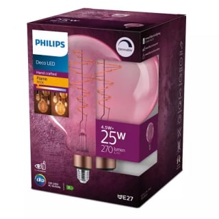 2-Pack Philips E27 Classic Globe Roze 4,5W Extra Warm Wit Dimbaar voor €24,95 bij Dagknaller