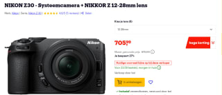 Nikon Z 30 + Z DX 12-28mm F/3.5-5.6 PZ VR Zwart voor €705,99 bij Bol.com