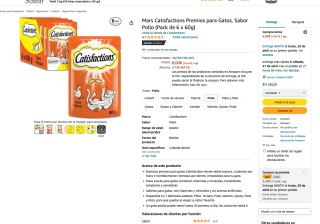 Snacks Catisfactions Gatos pollo 6 x 60g a tan solo 6€