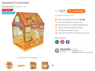 Speeltent Fruitwinkel voor €10 bij Lobbes