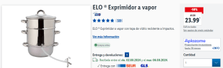 ELO Exprimidor a vapor con tapa de vidrio resistente a impactos por 23,99€