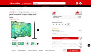 TV LED 85" Samsung TU85 por 999€