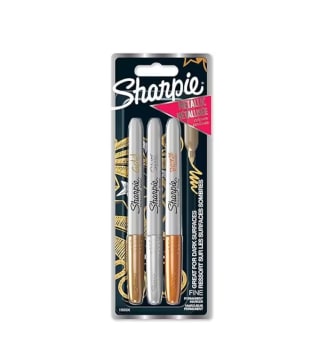 Sharpie rotuladores metálicos permanentes punta fina colores surtidos paquete de 3 marcadores metálicos por solo 6,38€