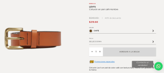 Cinturón Piel Café Levi's a $220 en El Palacio de Hierro