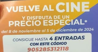Precios especiales del 8 Noviembre al 5 Diciembre entradas YELMO CINES