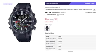 Casio Reloj Analogico/digital Cuarzo con Correa de Resina ECB-40MP-1AEF por 81,59€