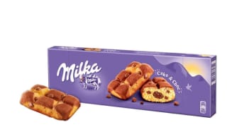 Milka Cake & Choc Bizcocho con Pepitas de Chocolate con Leche de los Alpes y Relleno de Chocolate 175g por 1,89€