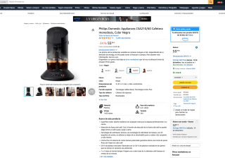 Cafetera Monodosis Philips Domestic Appliances CSA210/60 por 55,99€