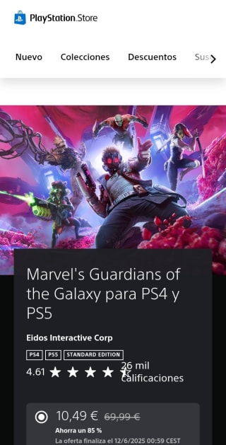 Marvel's Guardians of the Galaxy PS4 & PS5 por 10,49€.