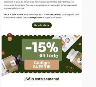 15% de descuento en todos los productos de la tienda online